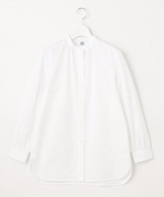 J.PRESS LADIES 【洗える】 コンパクトコットン ストライプ バンドカラー ブラウス