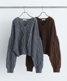 Green Parks ■ＥＳＣＡＲ　フリンジケーブルポップコーンニット