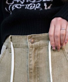 WEGO ヴィンテージウォッシュダックダブルニーバギーパンツ