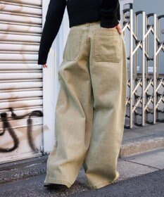 WEGO ヴィンテージウォッシュダックダブルニーバギーパンツ