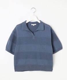 自由区 【洗える】ペーパーブレンドスキッパーポロ ニット