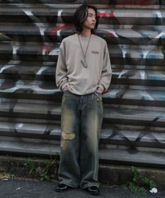 WEGO ワッフルグラフィックT（LS）