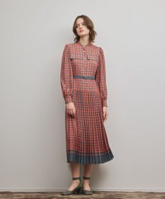 GRACE CONTINENTAL バイカラーチェックプリントワンピース