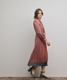 GRACE CONTINENTAL バイカラーチェックプリントワンピース