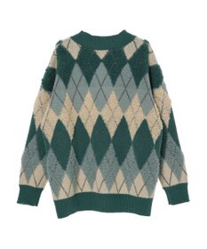 earth music&ecology ループ編みアーガイルカーディガン