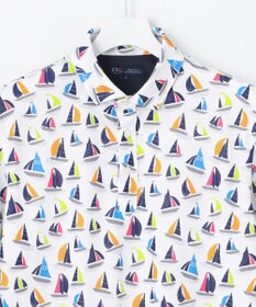 23区GOLF 【MEN/キングサイズ】【吸水速乾・UVケア】マルチヨットプリント 半袖ポロシャツ