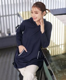 Tiaclasse 【洗える】パールポケット付きニットチュニックパーカー