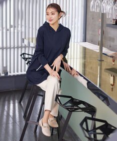 Tiaclasse 【洗える】パールポケット付きニットチュニックパーカー