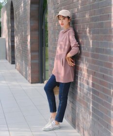 Tiaclasse 【洗える】パールポケット付きニットチュニックパーカー