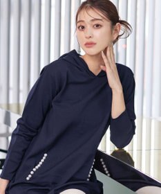 Tiaclasse 【洗える】パールポケット付きニットチュニックパーカー