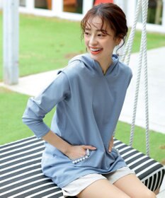 Tiaclasse 【洗える】パールポケット付きニットチュニックパーカー