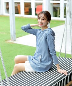 Tiaclasse 【洗える】パールポケット付きニットチュニックパーカー