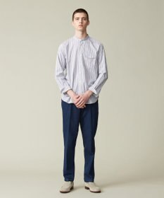 J.PRESS MEN ポプリンマルチストライプ バンドカラーシャツ
