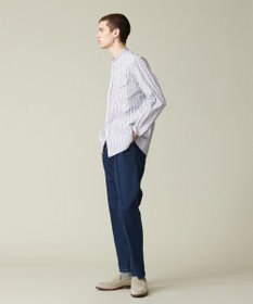 J.PRESS MEN ポプリンマルチストライプ バンドカラーシャツ