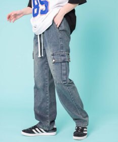 WEGO 【ウエストゴム】ドローコードウオッシュドカーゴデニム