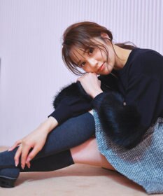 Feroux 【洗える】ファースリーブ ニットプルオーバー