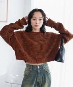 WEGO ミックスカーラーショートニット