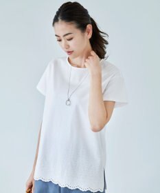 J.PRESS LADIES L 【UVケア・接触冷感】コンパクトコットンスムース 裾刺繍 カットソー