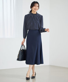 23区 L 【洗える】ジオメトリックパターン フリル ブラウス