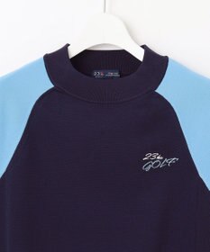 23区GOLF 【WOMEN】【ウォッシャブル】バイカラー モックネック ニット