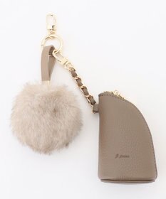 J.PRESS LADIES 【ワンポイントに】リップポーチ ファー チャーム ベージュ×モカ系