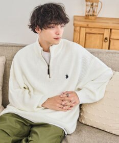 WEGO U.S. POLO ASSN.|別注畔編みハーフジップセーター