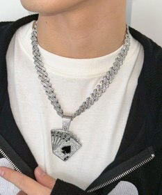 WEGO Mモチーフラインストーンネックレス