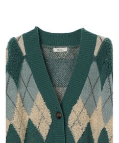 earth music&ecology ループ編みアーガイルカーディガン