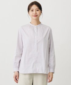 J.PRESS LADIES BEZ ドビーストライプ バンドカラー ブラウス