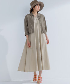 23区 L 【接触冷感/撥水加工/洗える】ストレッチブロード Vネックワンピース