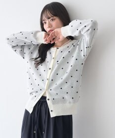 earth music&ecology ドットジャガードカーディガン
