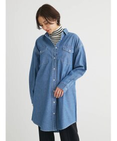 Green Parks ミディ丈デニムシャツワンピース