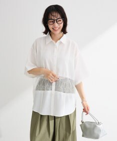 Green Parks レース切替５分袖シャツ