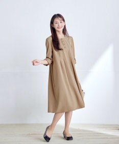 Tiaclasse L 【洗える】ランダムタックチュニックワンピ―ス