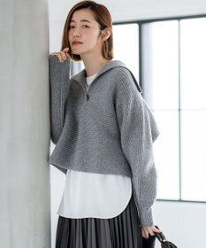 23区 S 【洗える】ウールカシミヤチャンキー クロップド スキッパーニット