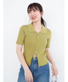 Green Parks ５分袖衿付きＺｉｐプルオーバー