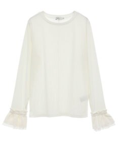 earth music&ecology フリルスリーブリブプルオーバー