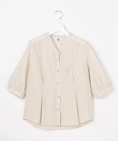 J.PRESS LADIES 【一枚で着映え】シルフィーローン ストライプ フリル シャツブラウス