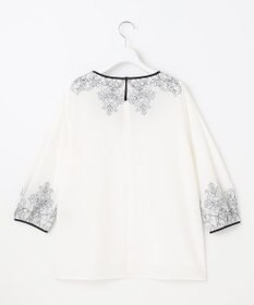 自由区 S 【洗える】コードエンブロイダリーボートネック ブラウス