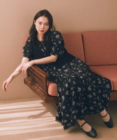 earth music&ecology レース切替フラワーロングワンピース