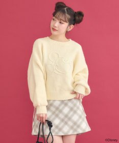 earth music&ecology Disney/ミッキーコード刺繍ニットプルオーバー