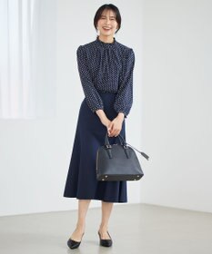 23区 L 【洗える】ジオメトリックパターン フリル ブラウス