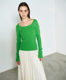 GRACE CONTINENTAL リブスクエアニットトップ