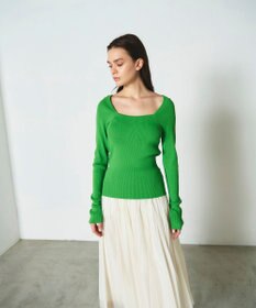 GRACE CONTINENTAL リブスクエアニットトップ