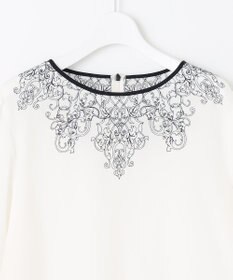 自由区 S 【洗える】コードエンブロイダリーボートネック ブラウス