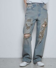 WEGO ダメージデニムワイドパンツ