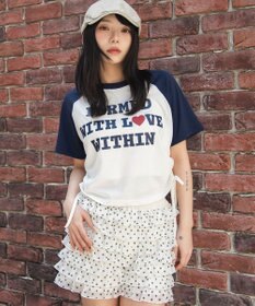 WEGO グラフィックサイドリボンドロストショートT