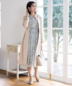 Tiaclasse 【洗える】程良い透け感のプリントボウタイワンピース