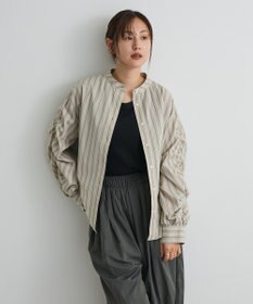 CRAFT STANDARD BOUTIQUE 袖シャーリングバンドカラーシャツ