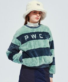 PW CIRCULUS 【ふわもこあったか/防寒/裏地付】【WOMEN】ボーダーフェイクファープルオーバー